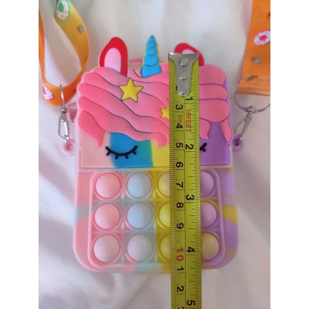 Girl's Unicorn Pop Bubble Fidget Purse Wallet with Colorful Strap